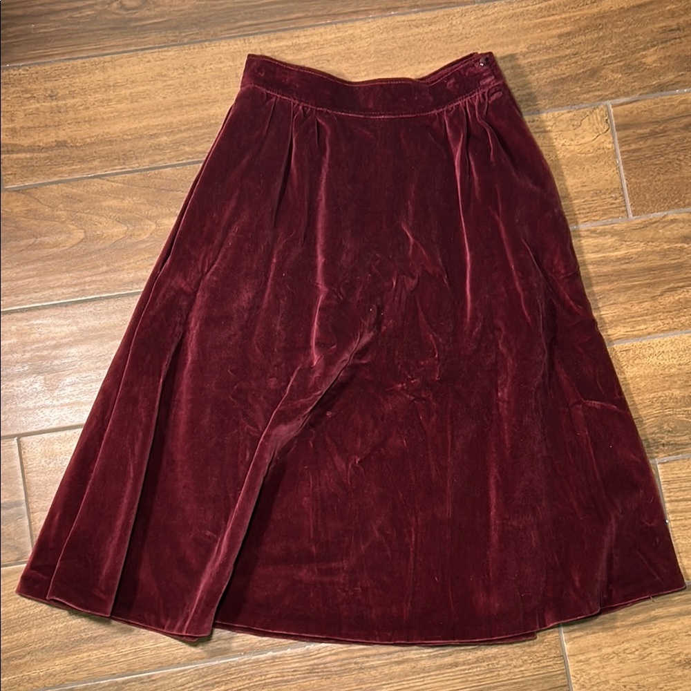 Vintage Lorch Velvet Burgundy Skirt 100% cotton XS